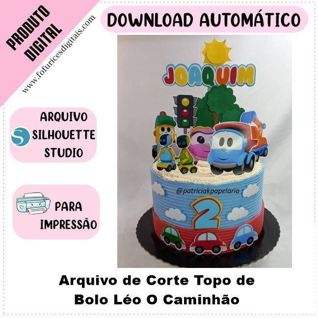 Arquivo topo de bolo Léo e o caminhao