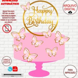 Arquivo de Corte Topo de Bolo Borboletas Aquarela Shein