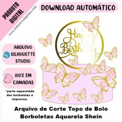 Arquivo Digital - Topo de bolo Borboletas Rosa