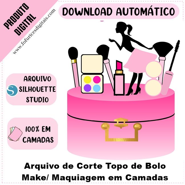 Arquivo de Corte Topo de Bolo Maleta de Maquiagem Make – Fofurices