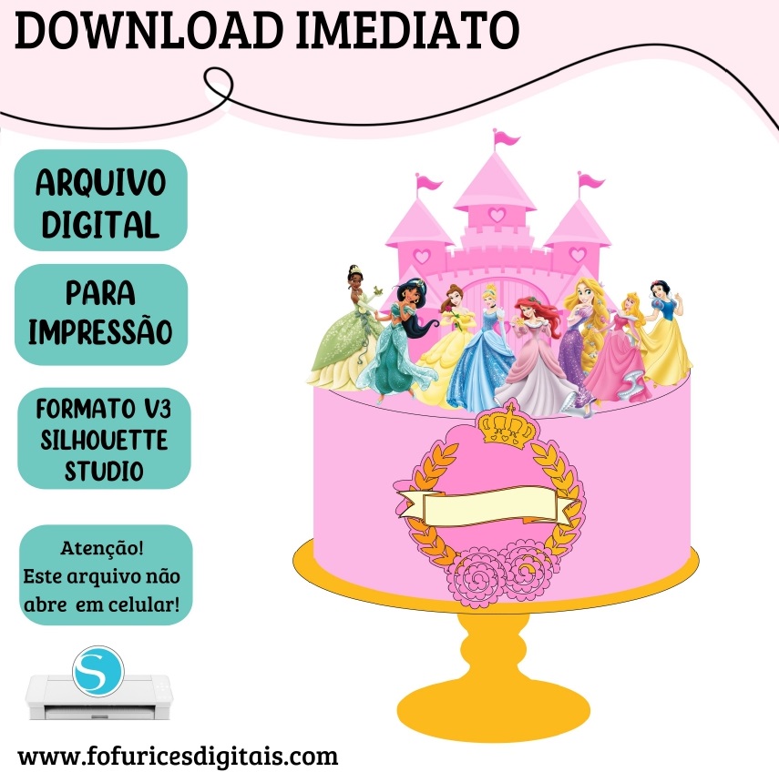 Topo de Bolo Princesas (Arquivo Digital)