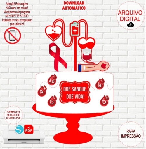 Arquivo de Corte Topo de Bolo Doação de Sangue