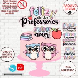 Arquivo de Corte Silhouette Topo de Bolo Feliz Dia dos Professores