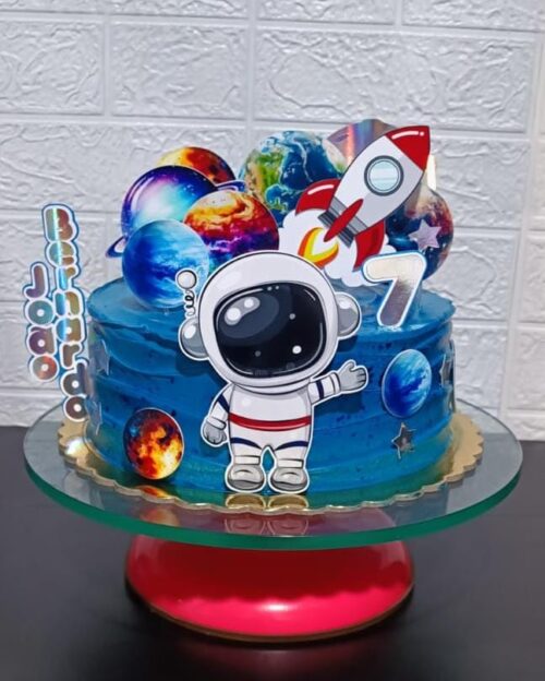 Arquivo de Corte Silhouette Topo de Bolo Astronauta Espaço Cideral p/Download - Imagem 2