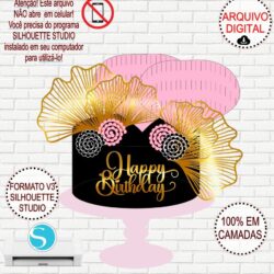 Arquivo de Corte Silhouette Topo de Bolo Folhas de Ginkgo + Folha Leque p/Download
