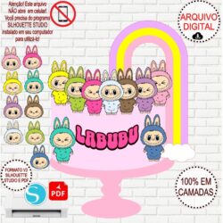 Arquivo de Corte Silhouette Topo de Bolo Labubu