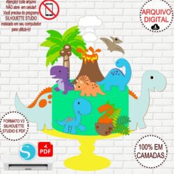 Arquivo de Corte Silhouette Topo de Bolo Dino Baby em Camadas