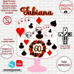 Arquivo de Corte Silhouette Topo de Bolo Baralho / Jogos / Truco