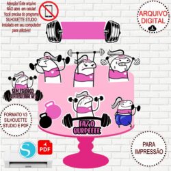 Arquivo de Corte Silhouette Topo de Bolo Flork Academia Feminino