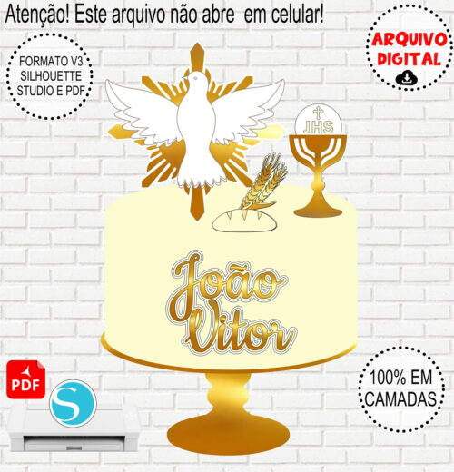 Arquivo de Corte Silhouette 1ª Eucaristia em Camadas