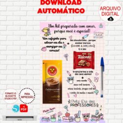 Arquivo de Corte Cartão Feliz Dia dos Professores Talento, Café, Caneta