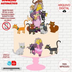 Arquivo de Corte Silhouette Topo de Bolo Velha dos Gatos Simpsons