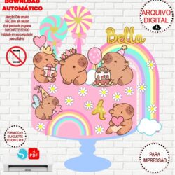 Arquivo de Corte Silhouette Topo de Bolo Capivara Fofinha