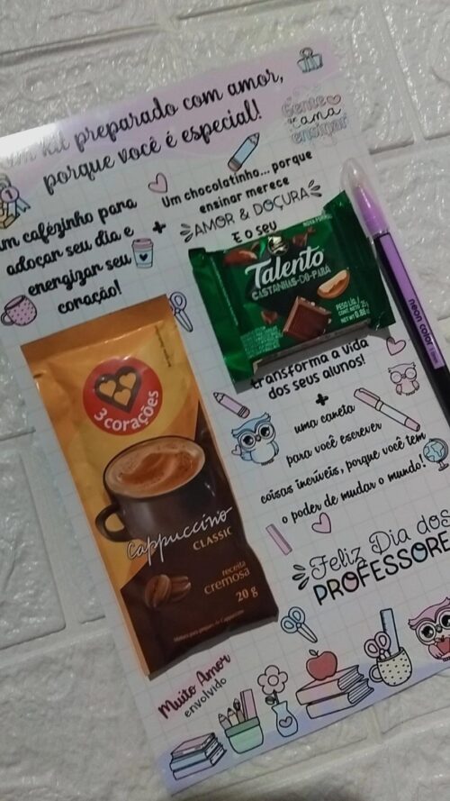 Arquivo de Corte Cartão Feliz Dia dos Professores Talento, Café, Caneta - Imagem 2