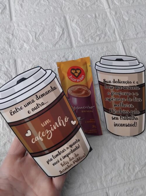 Arquivo de Corte Cartão Copo Sachê de Café Dia do Servidor Público studio jpg e pdf - Imagem 4