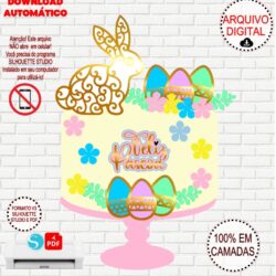 Arquivo de Corte Silhouette Topo de Bolo Páscoa Coelho Vazado