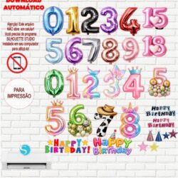 Arquivo de Corte Combo Cake Topper Balão Numérico - STUDIO
