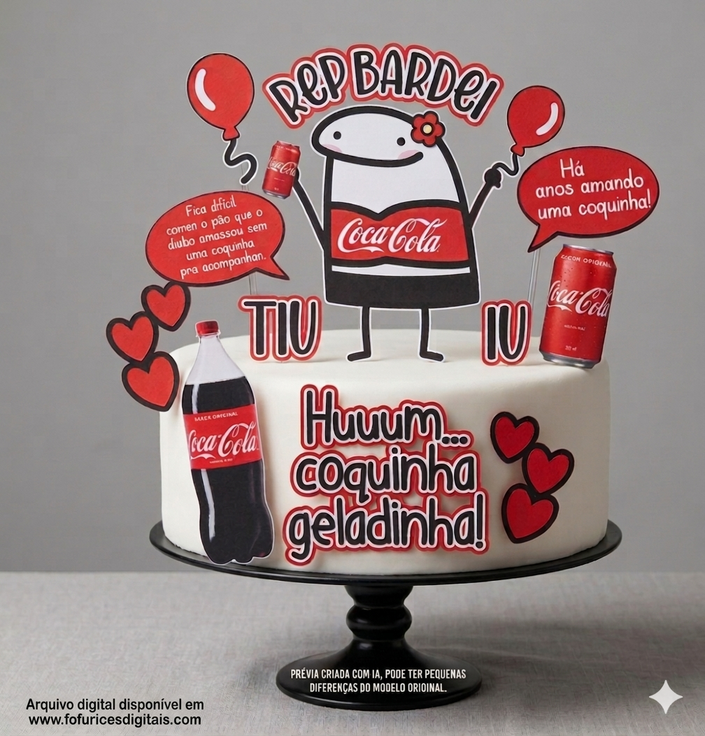 Arquivo de Corte Topo de Bolo Flork Coca Cola - Imagem 2