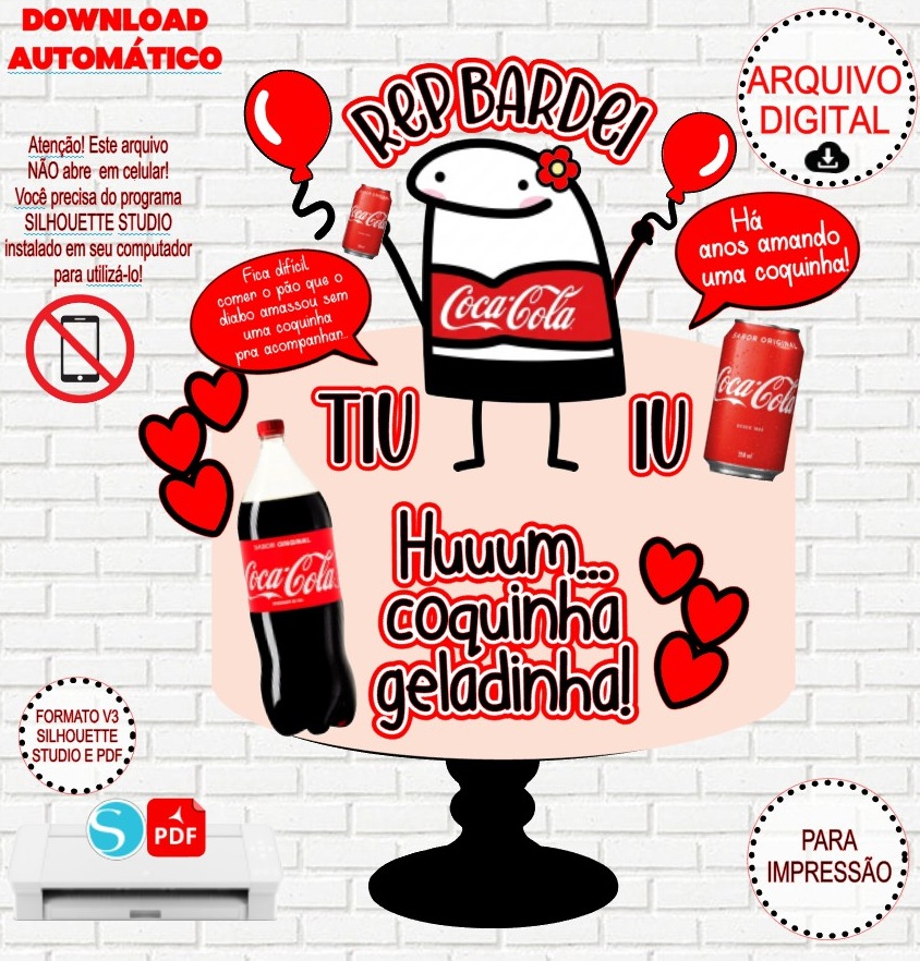 Arquivo de Corte Topo de Bolo Flork Coca Cola