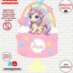 Arquivo de Corte Silhouette Topo de Bolo Unicórnio