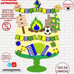 Arquivo de Corte Topo de Bolo Festa Junina Copa do Mundo em Camadas