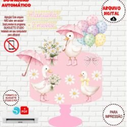 Arquivo de Corte Topo de Bolo Ganso Aquarela