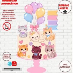 Arquivo de Corte Silhouette Topo de Bolo Gatinhos